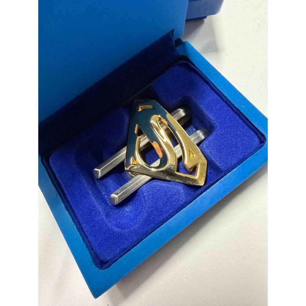 Superman Shield Logo Money Clip Gold Silver Tone DC Comics with Original Box